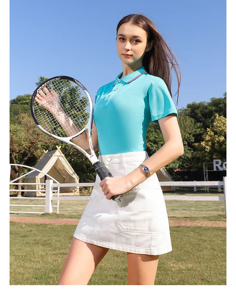 New Summer Men's and Women's Casual Collar T-shirt Breathable Short Sleeved Polo Shirt -