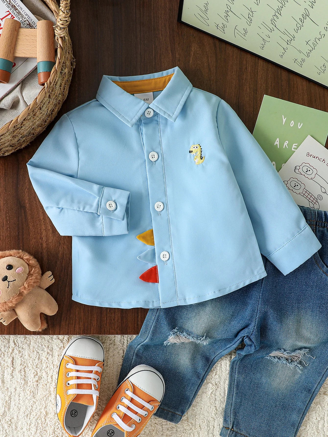 Dress your baby boy comfortably with this stylish long sleeve outfit—perfect for cooler days and playtime! -