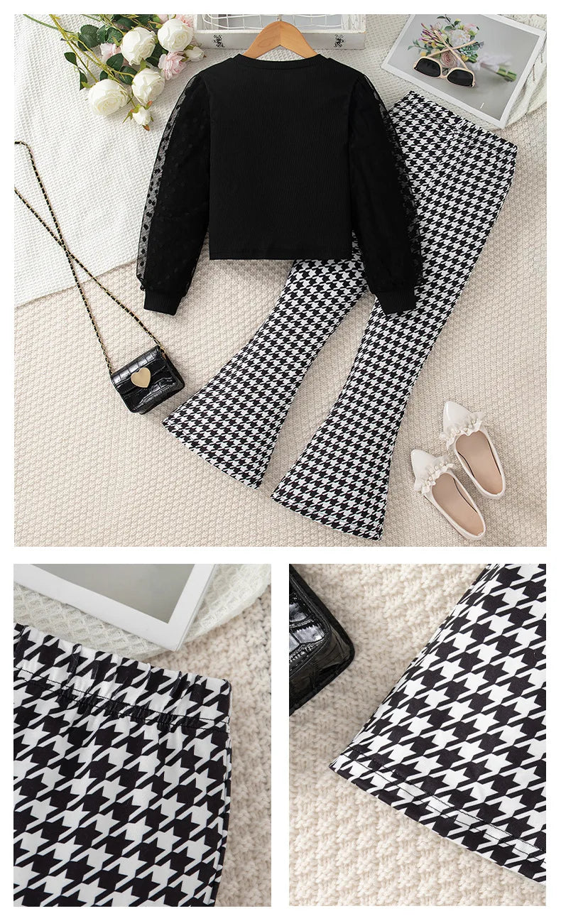 Children's Clothes 2pcs Set For Youngsters Girls Long-Sleeved Shirt +Pants Spring/Autumn Costumes Outfits Kids Clothing 5 To 12 -
