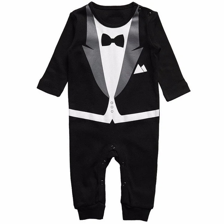 Dress your little gentleman in style with this cotton formal romper—perfect for baby boys who love to look sharp and charming! -
