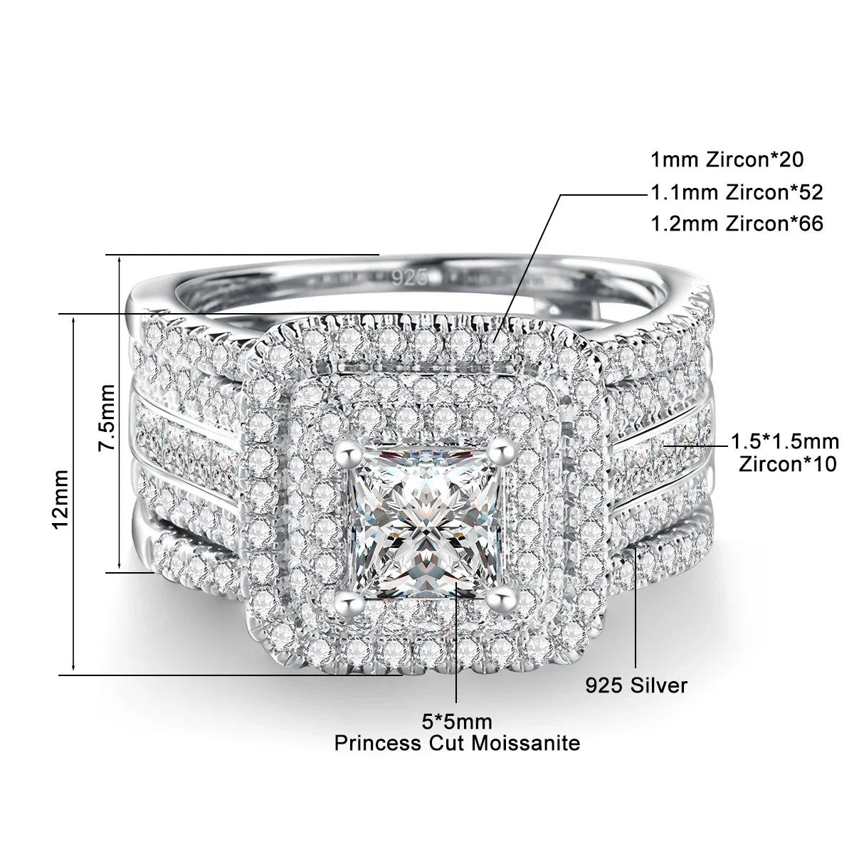 2PCS Moissanite Rings -