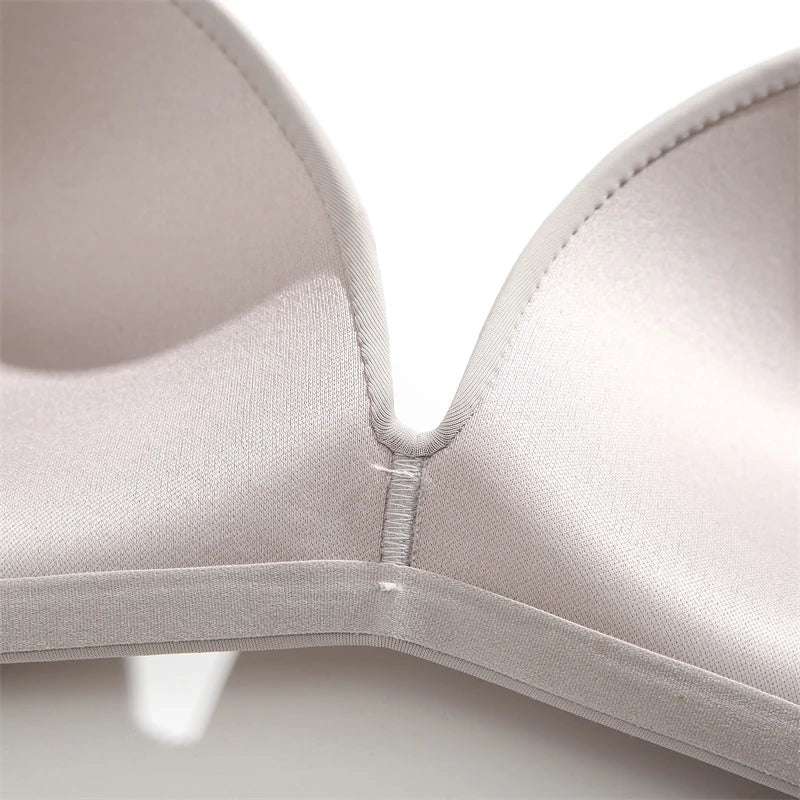 FINETOO Sexy Wire Free Push Up Underwear For Women Seamless Deep V Cup Bras Adjustable Comfort Bralette Female Backless Lingerie -