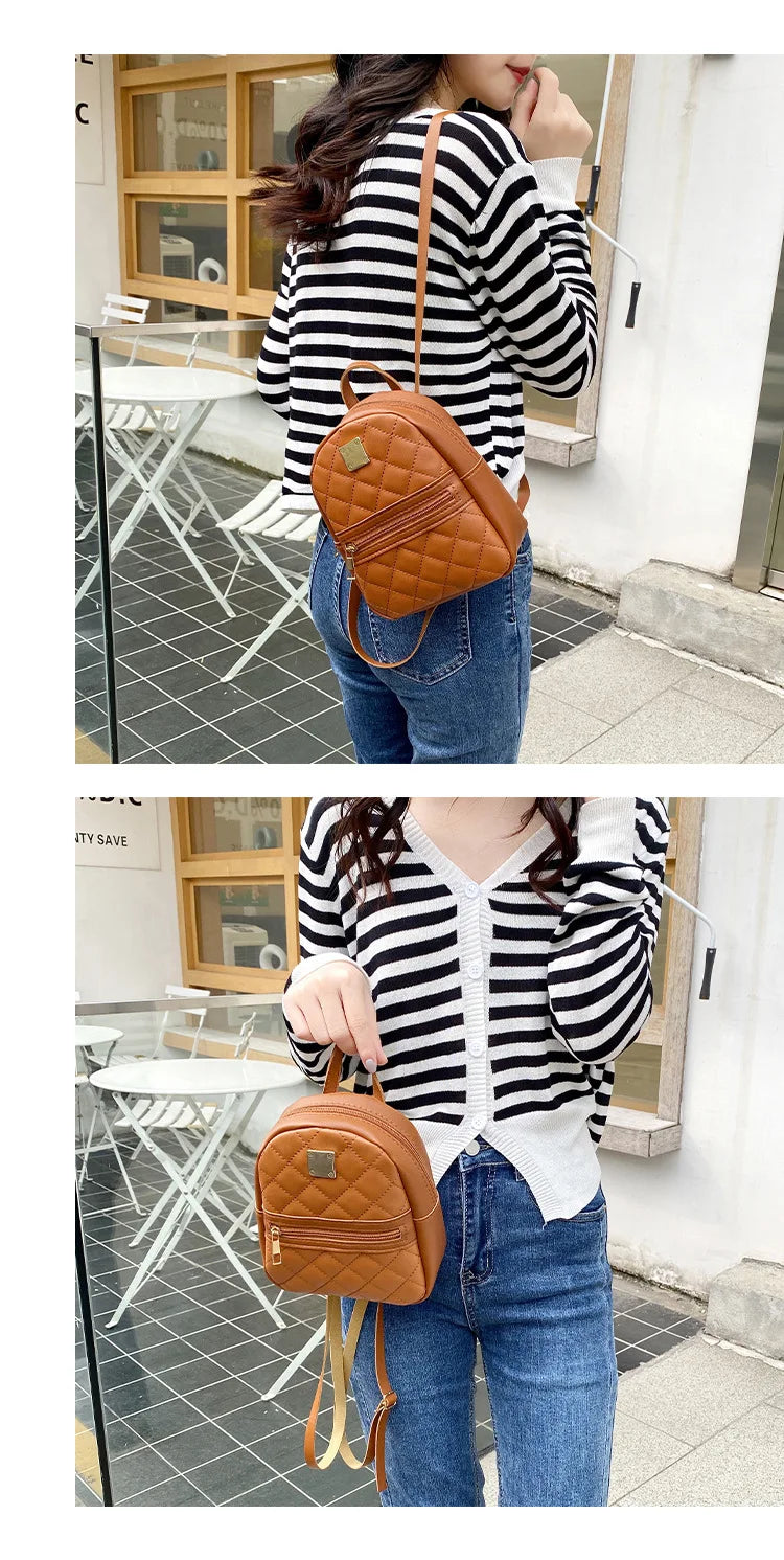 Carry your essentials in style with this fashionable women's bag. Featuring double pockets and embroidered details, this small book bag is perfect for adding a trendy touch to your outfit. -