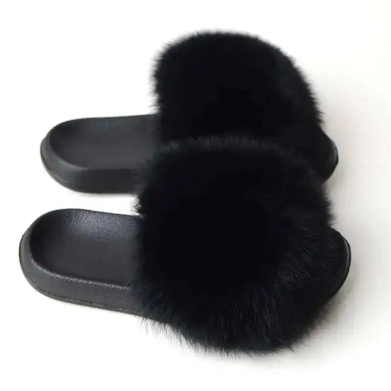 Real Fox Fur Slippers -