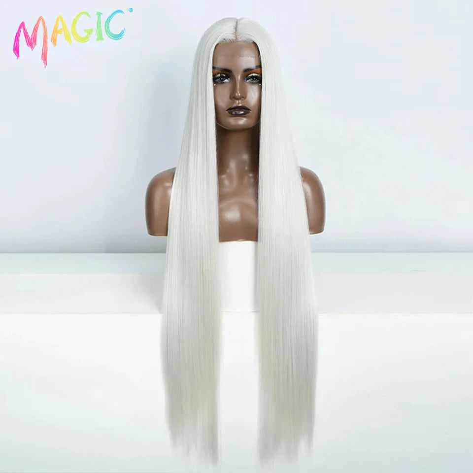 Achieve a magical transformation with this 38-inch ombre blonde lace front wig. Ideal for cosplay, events, or everyday wear, this wig offers a cute and stylish look that is sure to turn heads. -