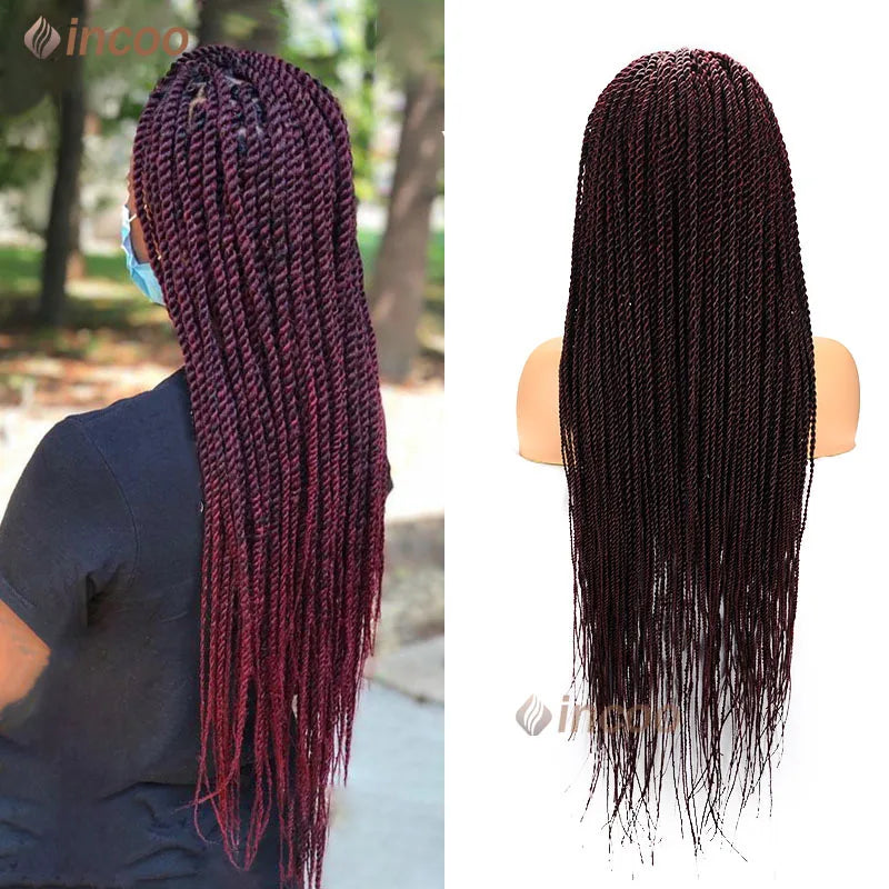 Full Lace Frontal Wigs Twist Braids Box Braids Lace Faux Locs Wig Goddess Braids -