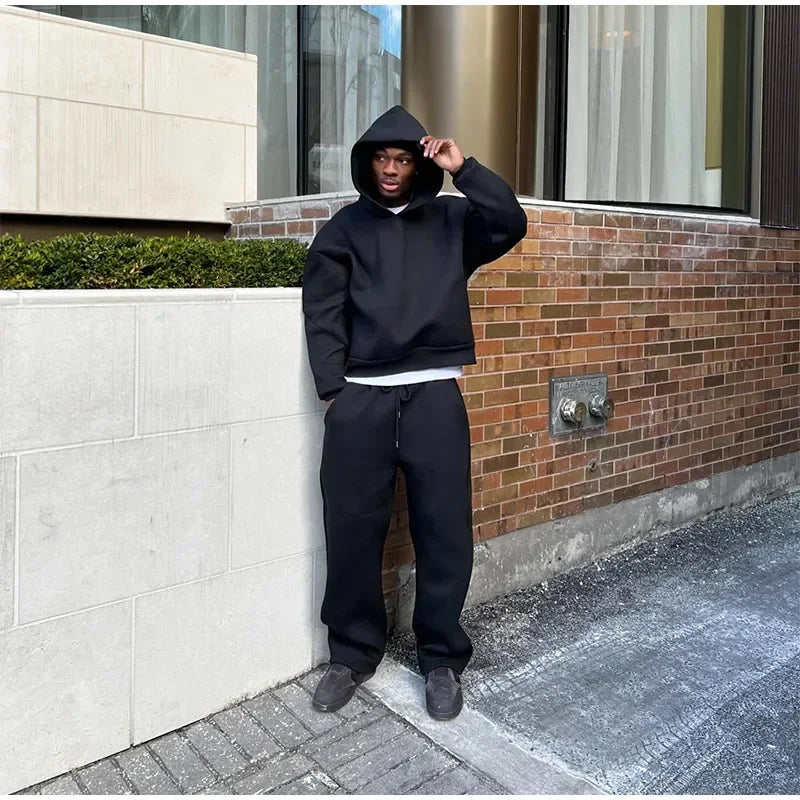 Stay comfy and stylish from head to toe with this men's sweat suit set! -