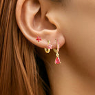 3PCS Stainless Steel Zircon Flower Earring Set for Women -