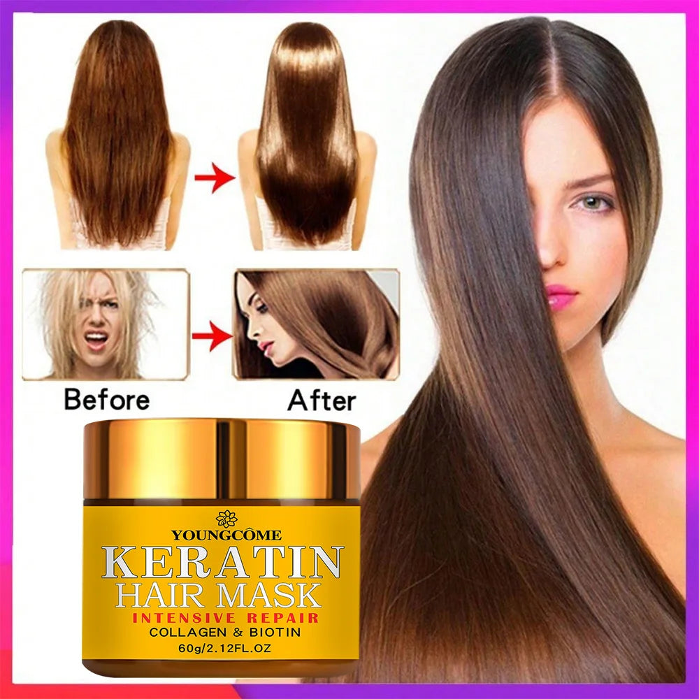 Revitalize your hair with this hair mask enriched with biotin, collagen, keratin, and essential oils. Nourish and repair dry, damaged hair for a healthier-looking mane. -
