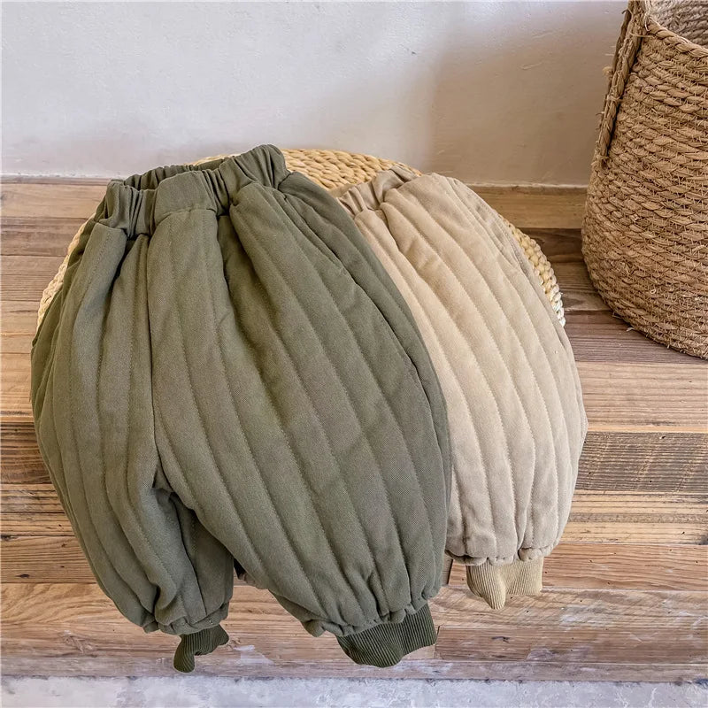 Children's Clothing From 2 To 7 Years Winter Kids Warm Cotton-Padded Trousers Baby Girls Thick Pants Toddler Boys Wear Clothes -