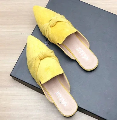 Female Simple Sewing Plain Shoes Outdoor Pointy Toe Slides Camel Blue Soft Sole Wide Fitting 48-33 2022 New Arrivals De Mujer -