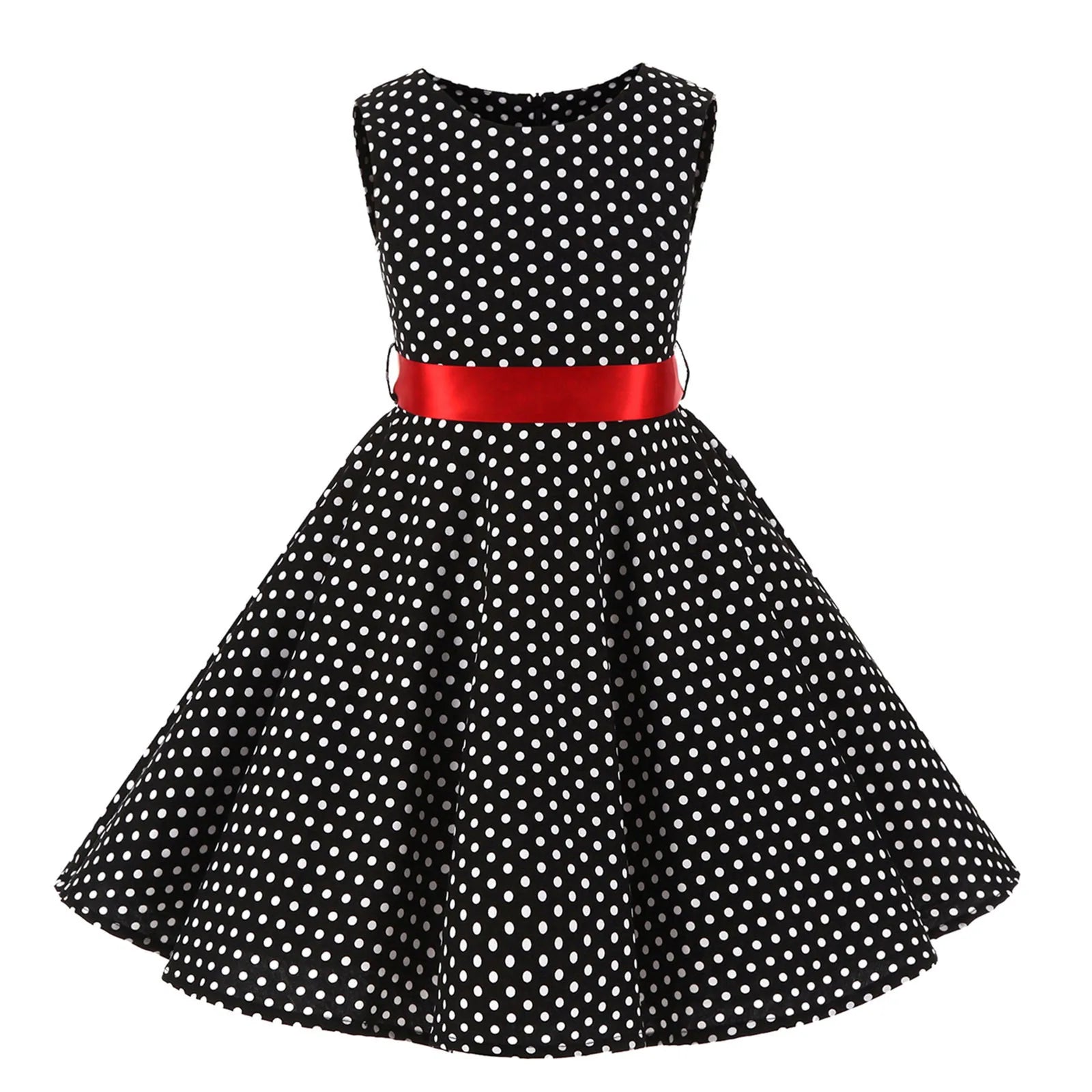 Outfits Party Sleeveless Gown Dress Kid Dots Prints Floral Children Girl Princess Clothes Girls Dresses Straight Dress -