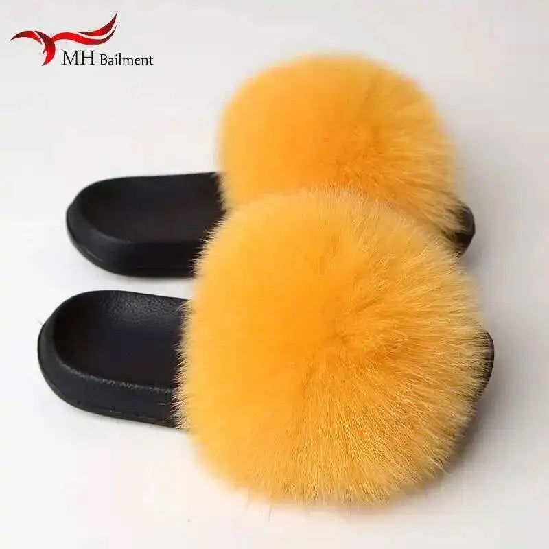 Real Fox Fur Slippers -