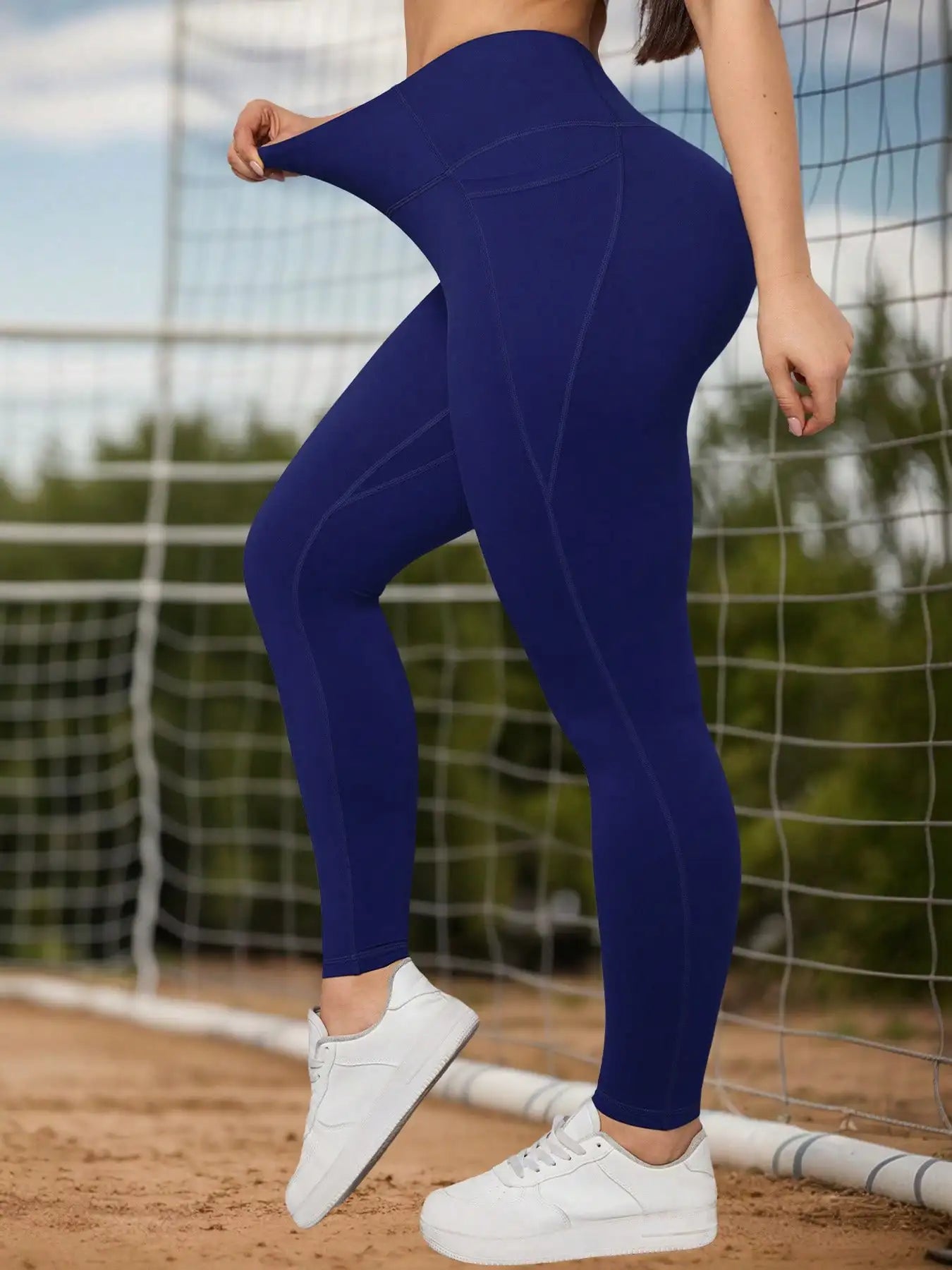 Yoga Pants with Pockets Tummy Control Butt Lifting Fitness Tights Women Solid Color Workout Leggings Sportswear -