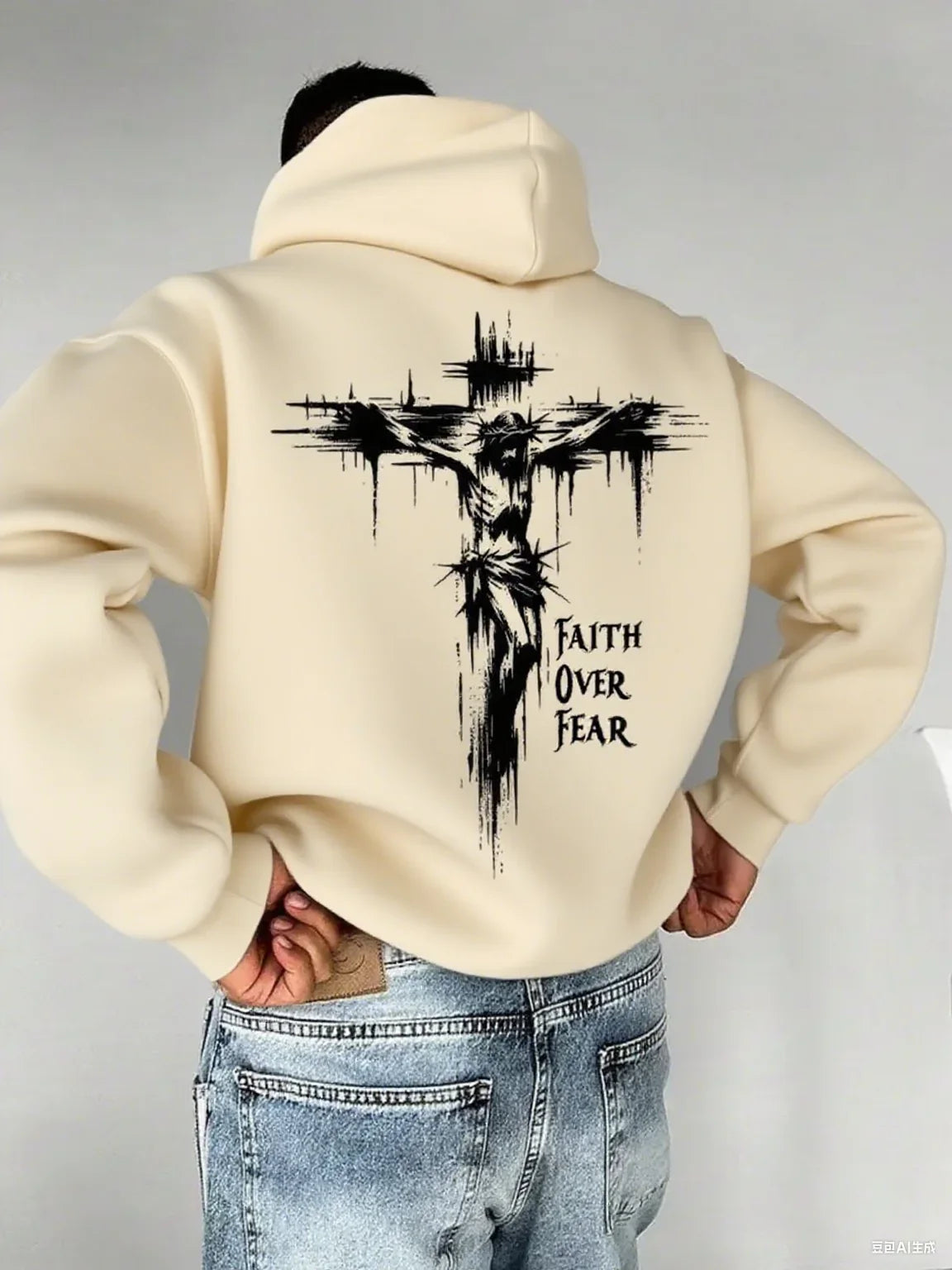 Faith Over Fear Cross Hoodie -