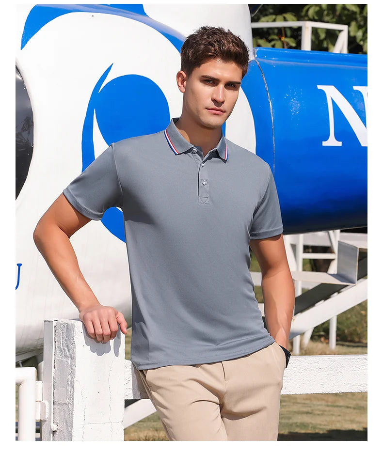 New Summer Men's and Women's Casual Collar T-shirt Breathable Short Sleeved Polo Shirt -