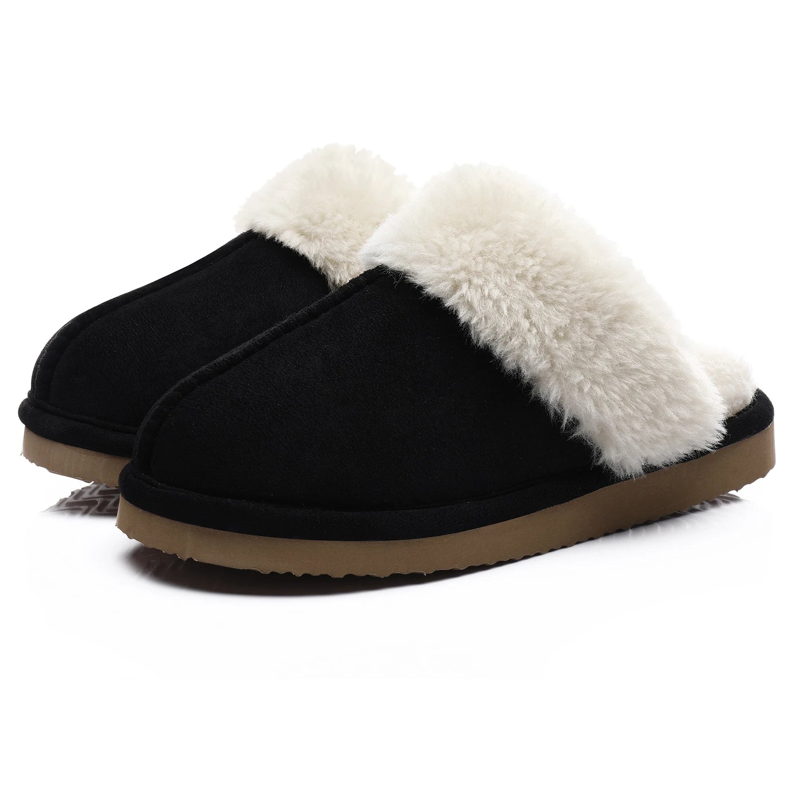 Evshine Women Plush Cotton Slippers Winter Indoor Warm Soft House Slipper Comfort Memory Foam Slides Outdoor Fur Fuzzy Flat Shoe -