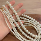Vintage White Pearl Chain Choker Necklace -