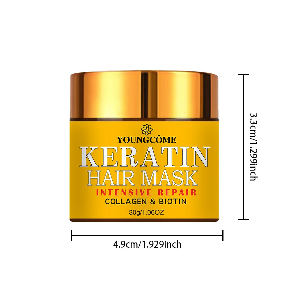 Revitalize your hair with this hair mask enriched with biotin, collagen, keratin, and essential oils. Nourish and repair dry, damaged hair for a healthier-looking mane. -