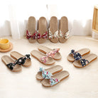 Ladies' Bohemian Style Bow Flower Linen Slippers Sandals Beach Shoes Home Shoes Beach Slippers Indoor Non Slip Shoes 2024 -