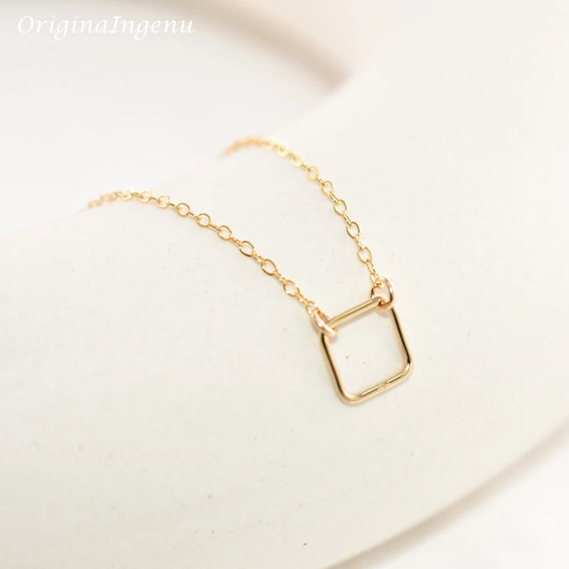 Square Necklace Handmade Jewelry Gold Choker -
