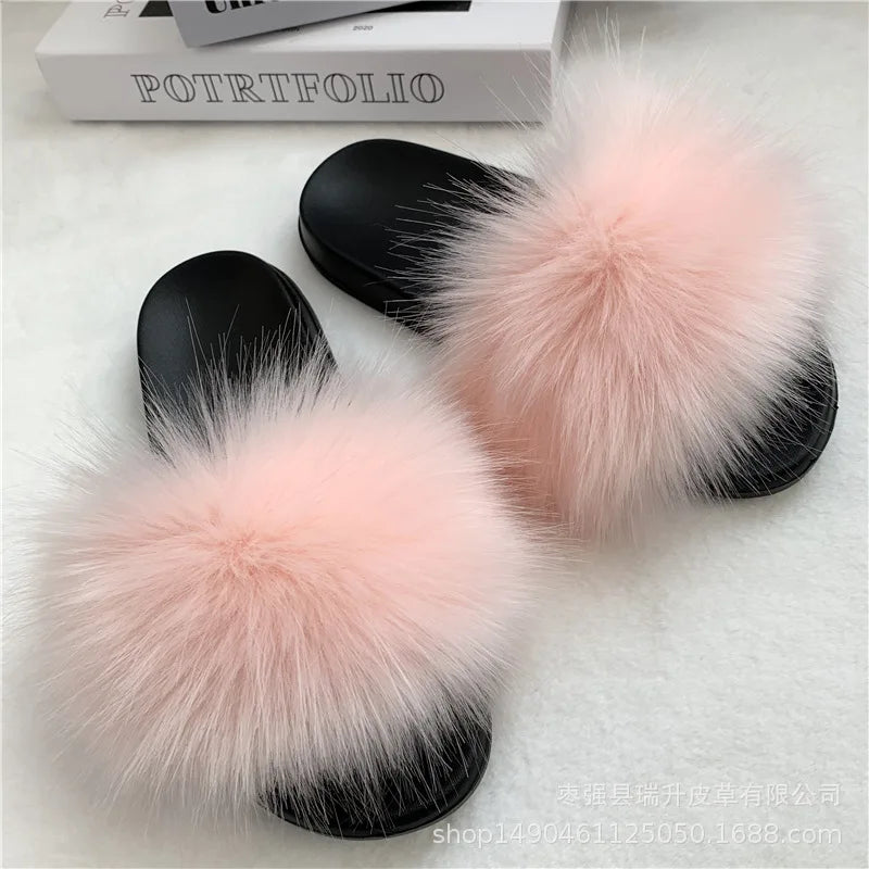 Faux Fur Slippers Women -