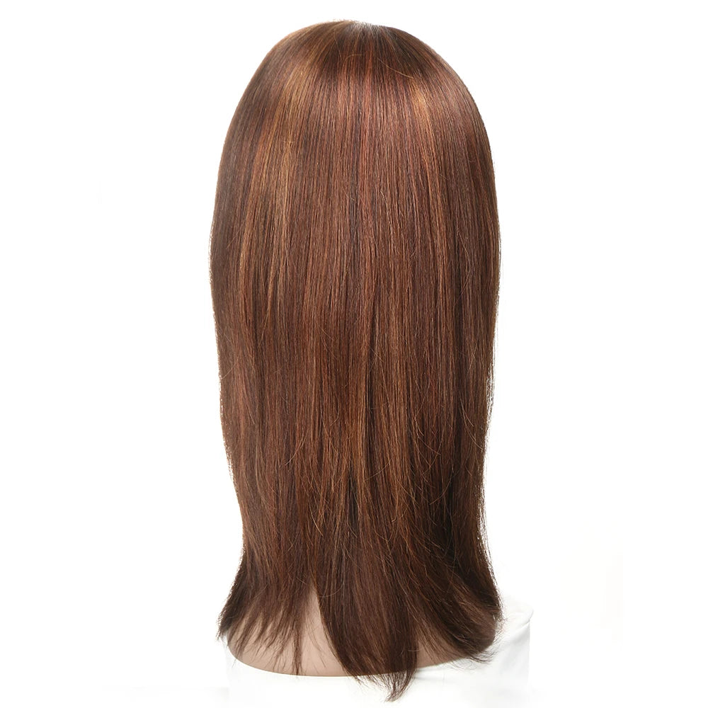 Turn heads with this sleek 18-inch 13x4 lace front Brazilian hair wig—straight, colored, and highlighted for a flawless, natural look! -