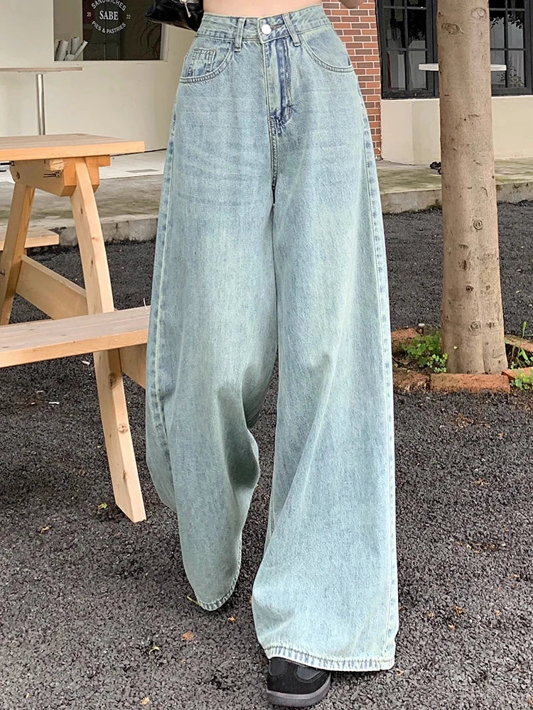 Elevate your style with these chic high-waist wide-leg jeans for women! -