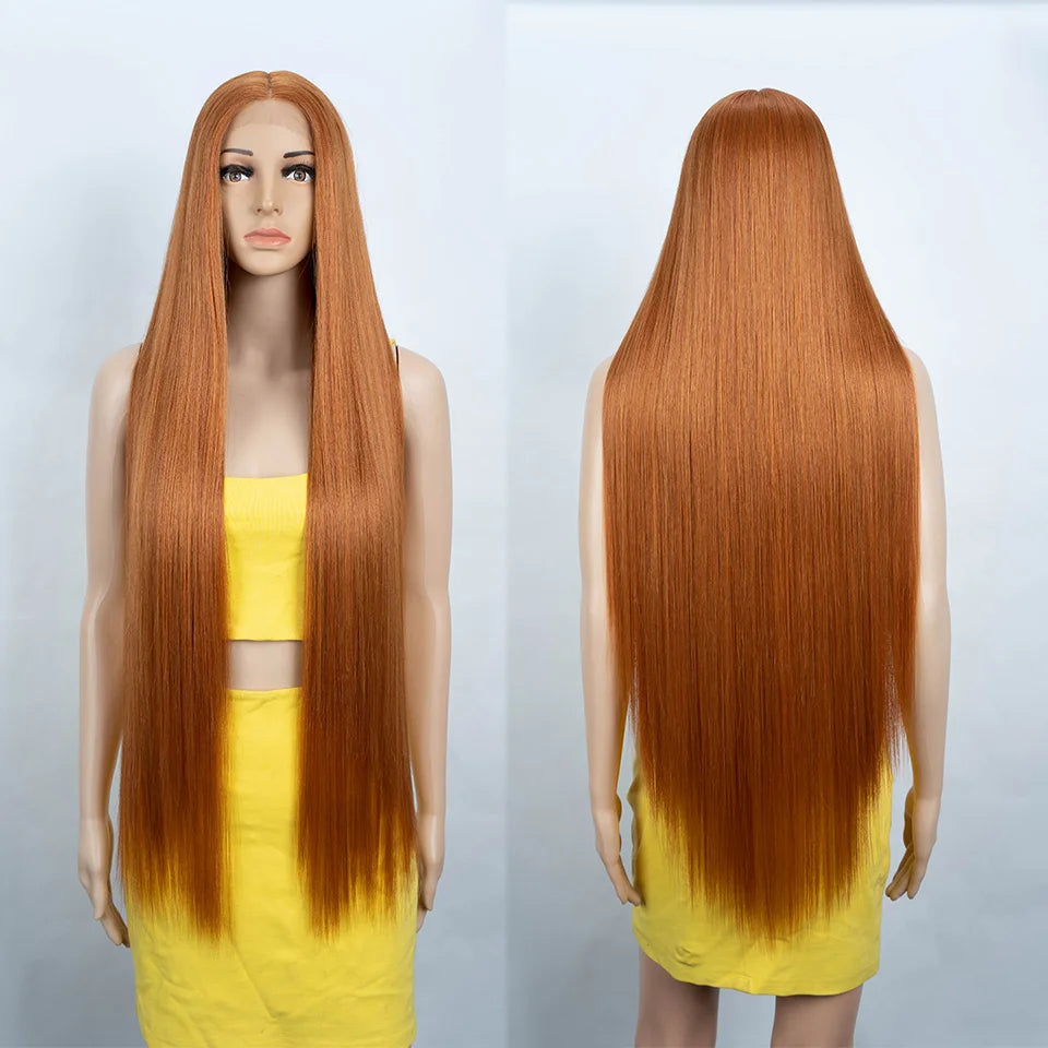 Make a bold statement with this super long 38 straight lace front wig—featuring a stunning Lolita pink and blonde blend, perfect for cosplay and standout style! -