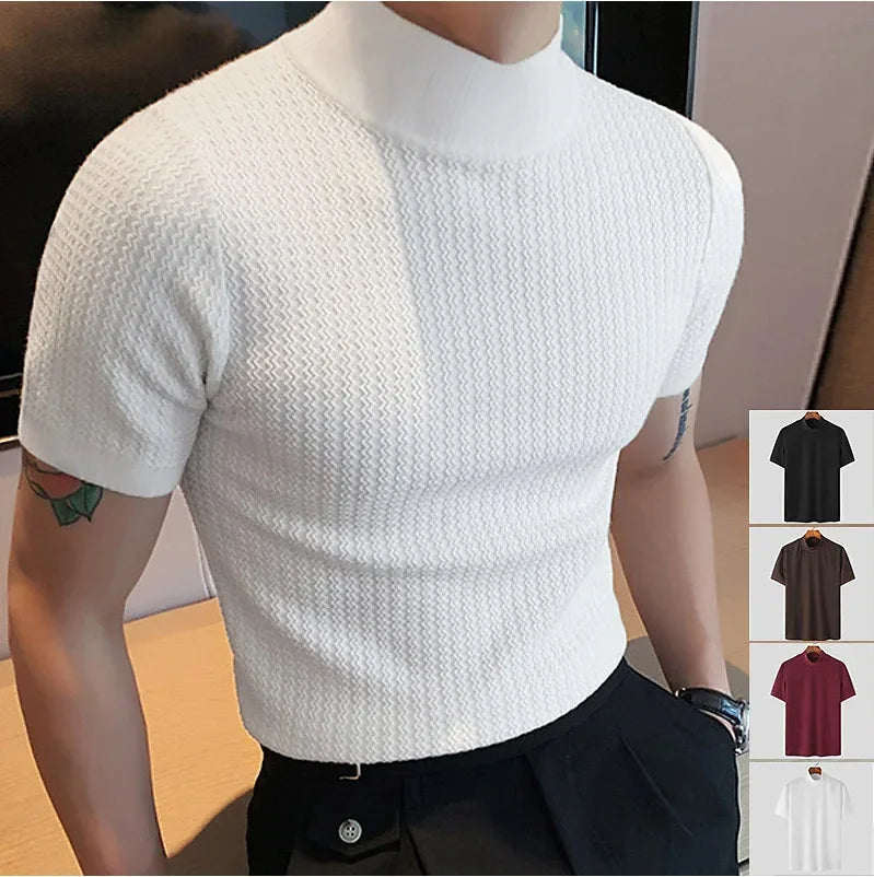 casual simple knitted base T-shirt -