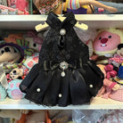 Handmade Pet Dog Clothes Flower Embroider Princess Skirts Fashion Elegant Black Evening Dress For Small Medium Dog Puppy Outfits -
