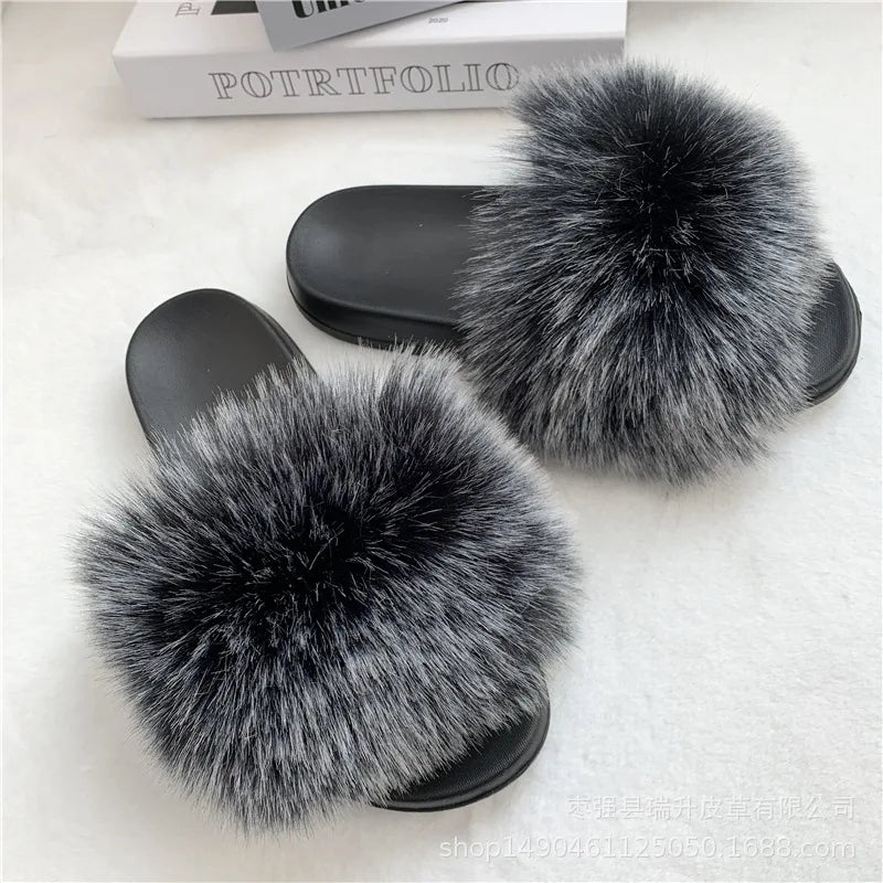 Faux Fur Slippers Women -