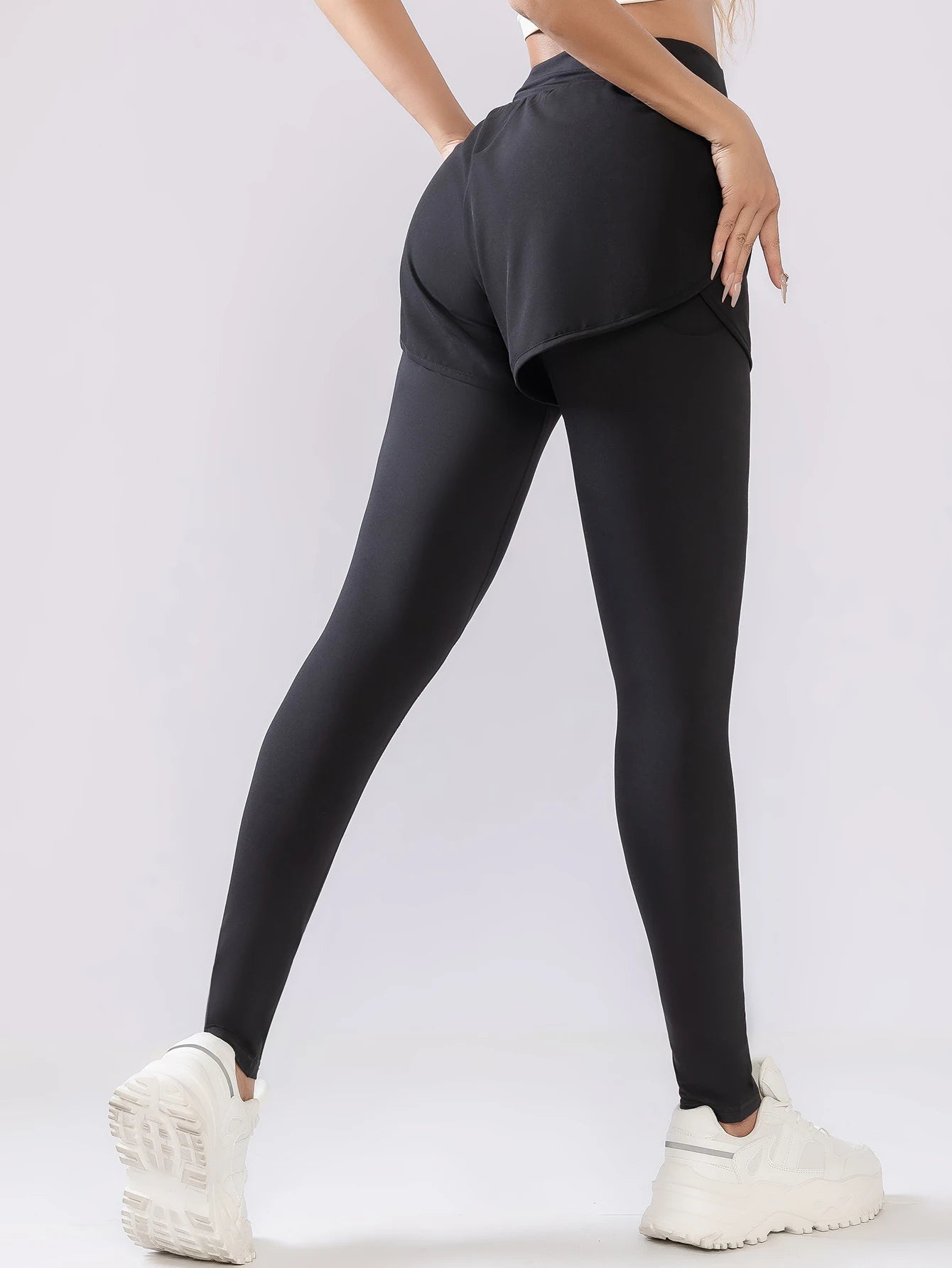 Yoga pants women's high-waisted hip lift autumn and winter vacation two pieces of fitness running training sports set profession -