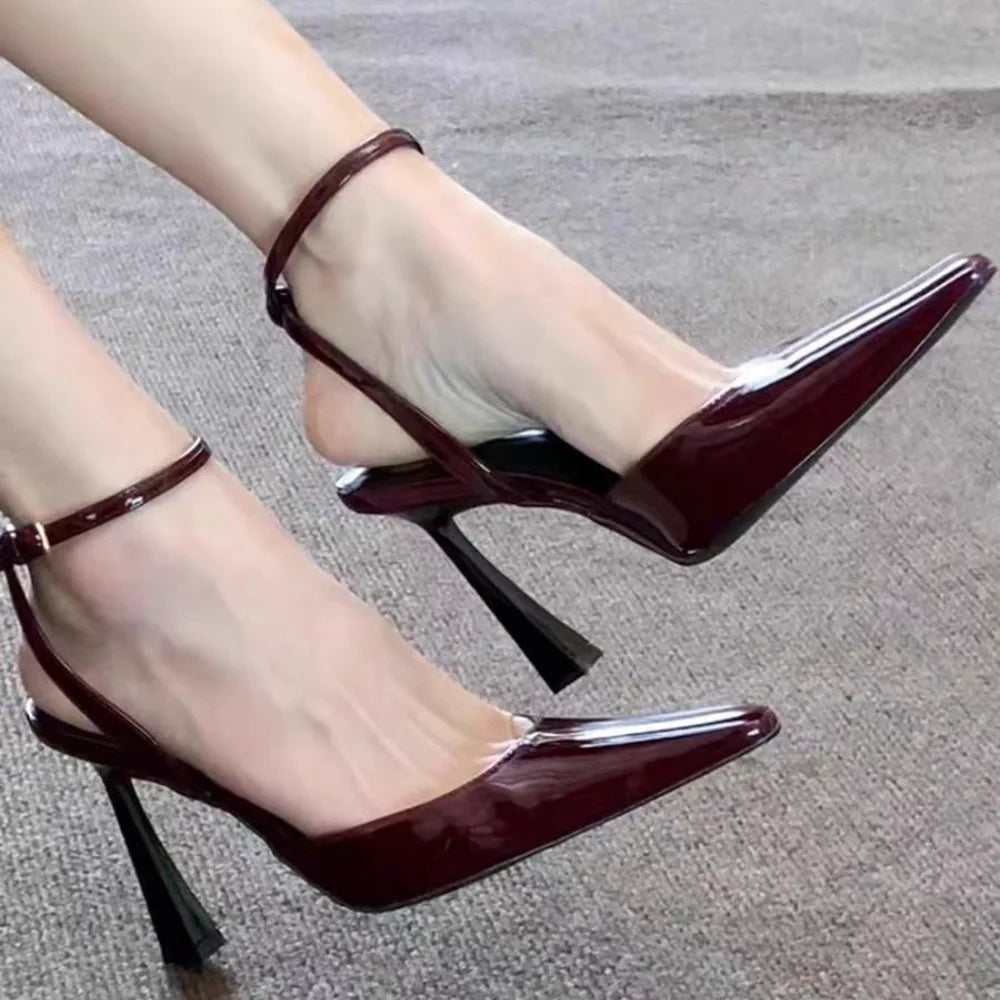 Shoes for Women 2025 Fashion Summer Pointed Toe High Heels Sexy Ankle Strap Evening Party Sandal Sweet with Ankle Buckle Strap -