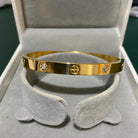 Gold Color Zircon And Cross Nut Nail Bracelet Gold & Bangle For Woman -