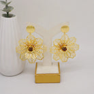 Flower Necklace Bracelet Earrings Ring Set -