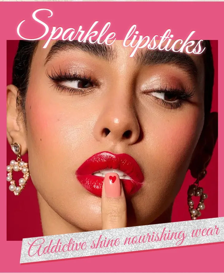 Diamond Metallic Pearlescent Lipstick Shiny Non-stick Cup Matte Velvet Waterproof Lip Stick Sexy Red White Lips Makeup Cosmetics -