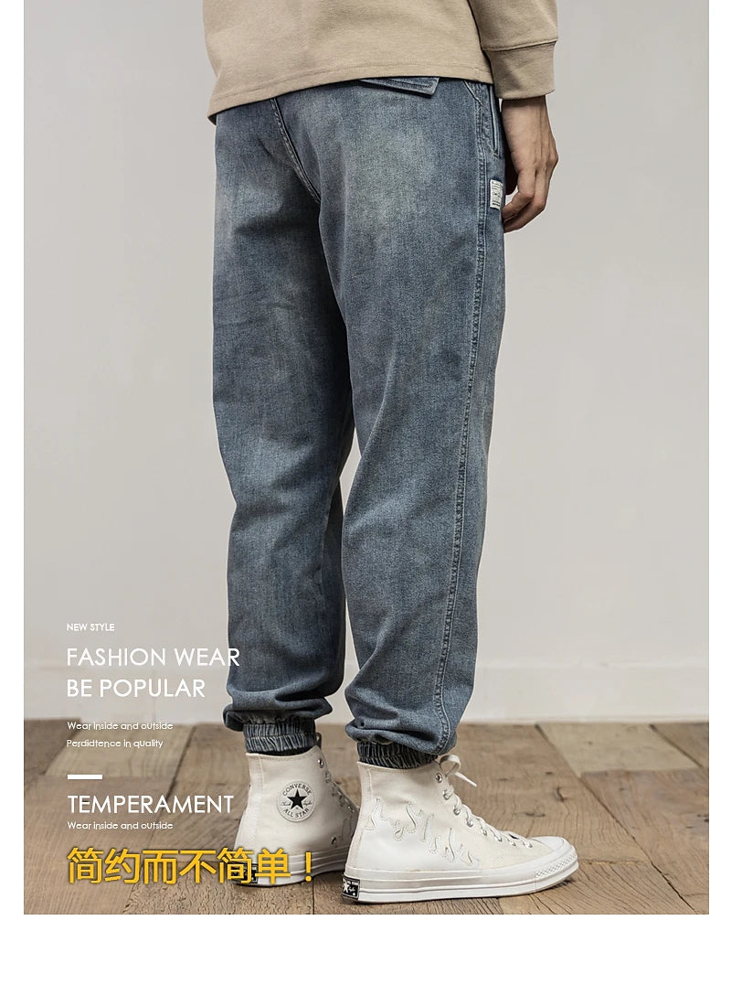 Classic Washed Blue Denim Jeans for Men -