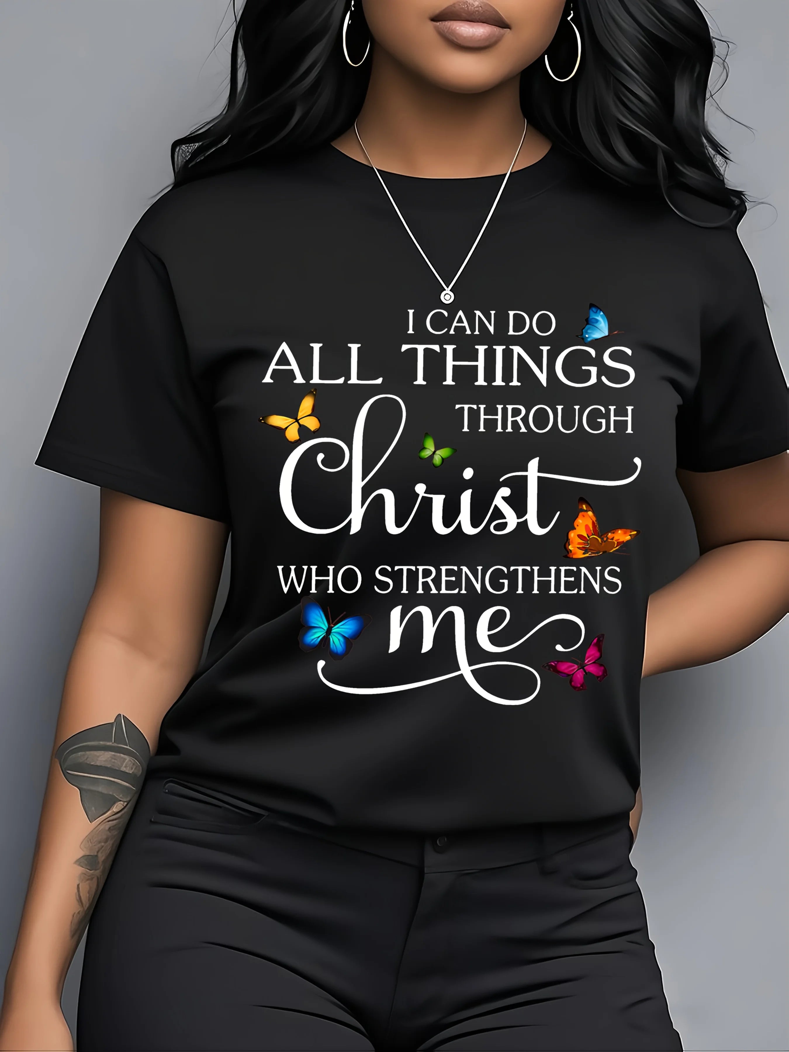 I Can Do All Things Through Christ Print Women's T-Shirt -