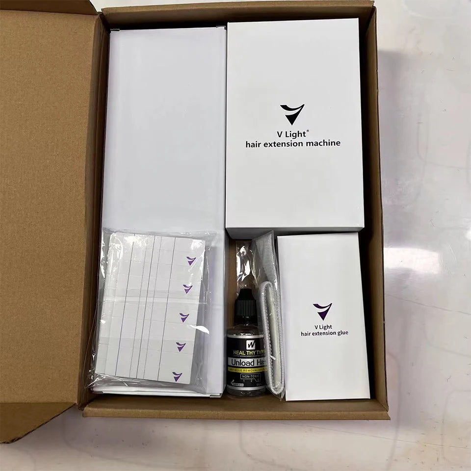 V-Light Technology Hair Extension Machine white Hair Extension Tools Kit Set with V light Hair extension glue -