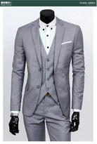 Spring Autumn New Fashion Men's Trendy Slim Business Solid Color 3 Pieces of Suits Sets Single Greasted Blazers Waistcoat Pants -