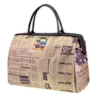 Travel in style with this waterproof handbag featuring a vintage newspaper print. Perfect for those looking for a chic and unique accessory to carry while on the go. -