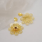 Flower Necklace Bracelet Earrings Ring Set -