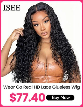 Wear Go Glueless Wigs ISEE Hair Brazilian Kinky Straight 7x5 HD 100% Glueless Preplucked Human Wigs Ready To Go Pre Cut No Glue -