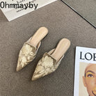Women Luxury Fashion Elegant Pointed Toe Slides -