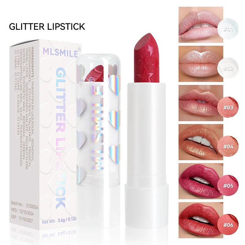 Diamond Pearlescent Lipstick Waterproof Long Lasting Non-stick Cup Matte Velvet Shiny Lipsticks Red Sexy Lips Makeup Cosmetics -