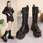 Plus Size 43 Autumn Women Boots Buckle Round Toe Wedges Platform Boots Punk Goth INS Women Street Shoes Combat Boots for Women -