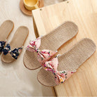 Ladies' Bohemian Style Bow Flower Linen Slippers Sandals Beach Shoes Home Shoes Beach Slippers Indoor Non Slip Shoes 2024 -