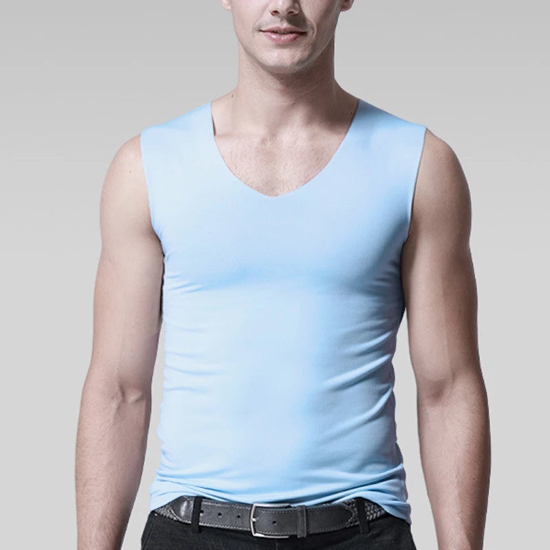 Ice Silk Tank Tops Seamless Mens Vest Loose Sleeveless Sport Bodysuit Vest For Men Plain Casual Summer Tank Undershirts Cool 5XL -