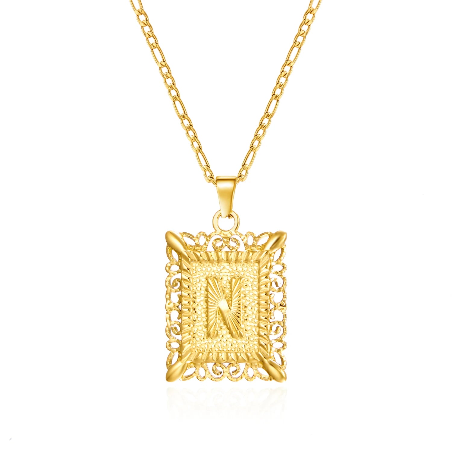 Stainless Steel Initial Letter Necklace For Women & Men -